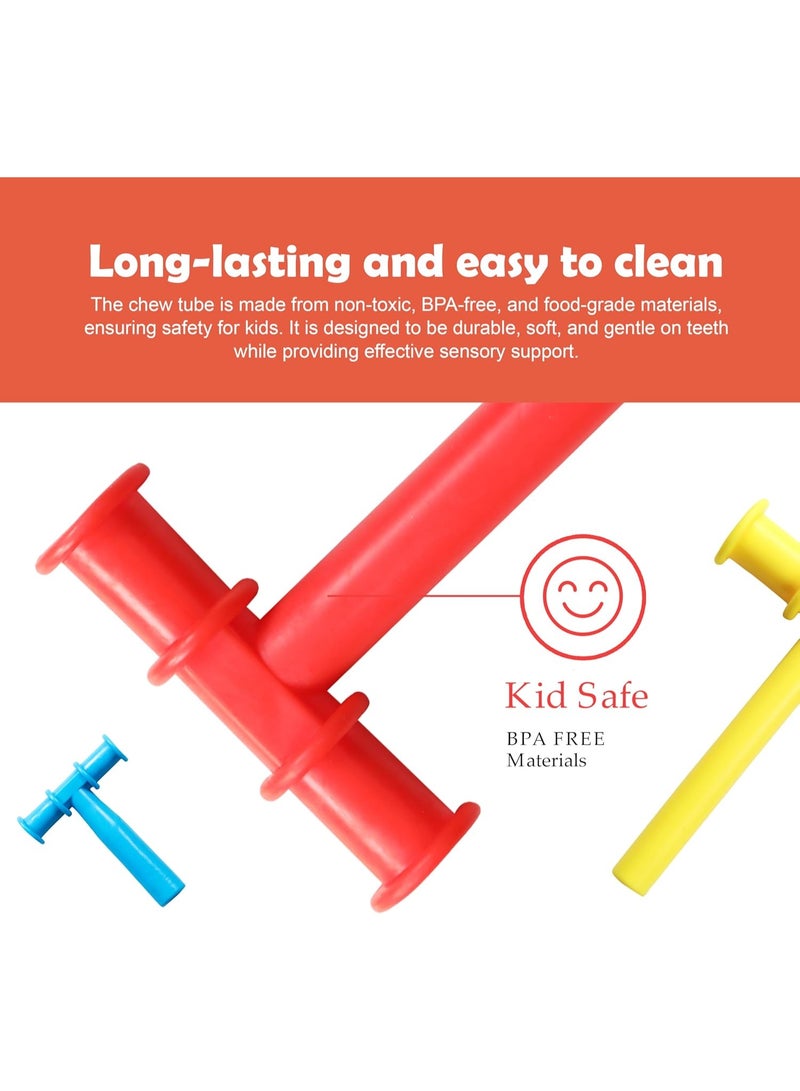 abley's Sensory Chew Tube, T-Shaped Design (Blue & Yellow) - Image 4